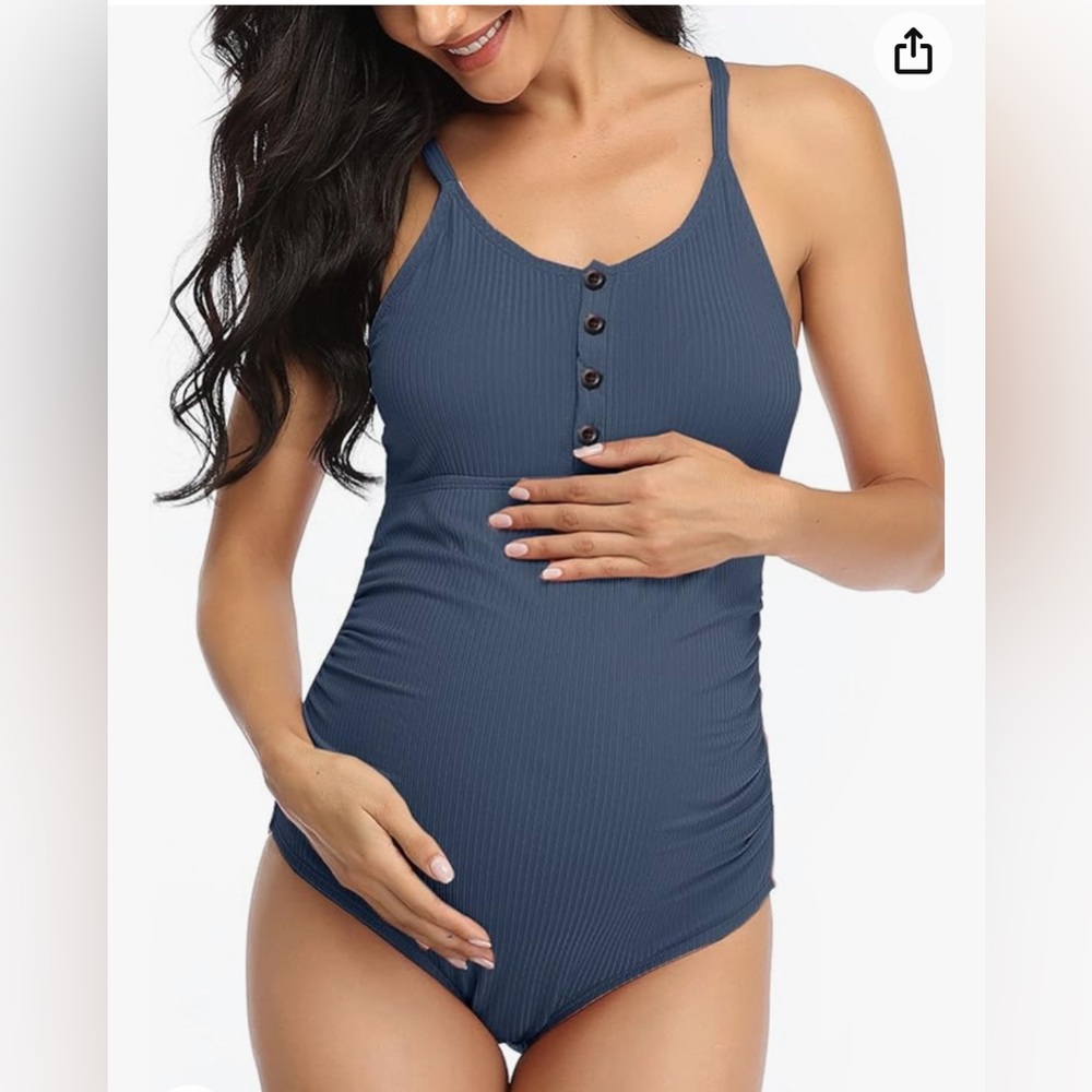 Summer Mae Ribbed Maternity Swimsuit - EUC - Size L
